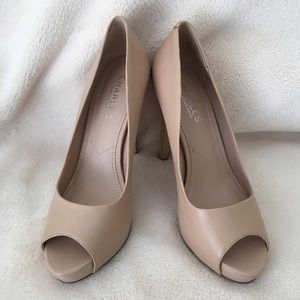 Charles by Charles David Beige Open-Toe Pumps